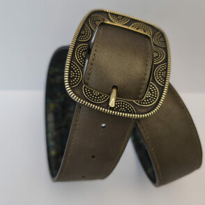 Ceinture reversible femme Croco vert / Kaki